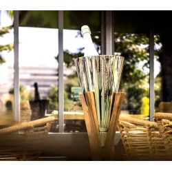 So High Champagne Bucket Polished Pedestal Stand Walnut OA1710