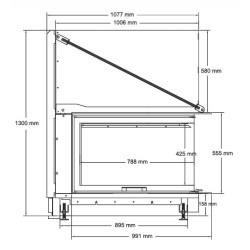 Insert Foyer à bois Crystal  vitre relevable 3D Max A.Caminetti