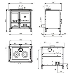 Fogão a lenha La Nordica pedra natural Gardênia 9,5kW