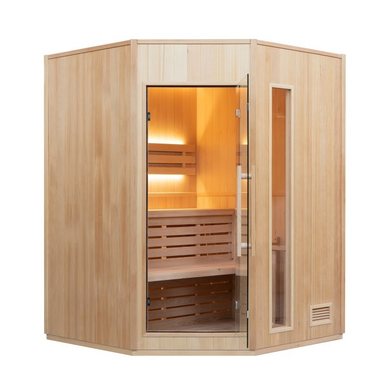 Zen Angular Dampfsauna 3-4 Sitzer LED Komplettpaket France Sauna