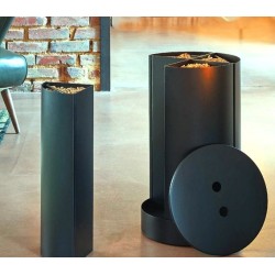 Armazenamento de Pellets de Madeira Fractio Jateado Cinza Dixneuf Design