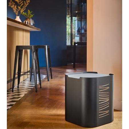 Almacenamiento de pellets de madera Stepia Black Ice Grey Dixneuf Design