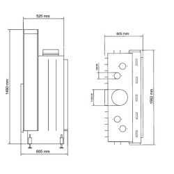 Interior de chimenea de leña plano 120x50 A.Caminetti