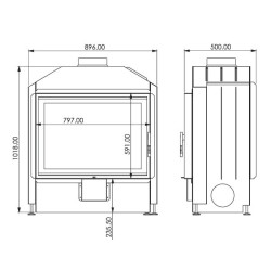 Flat 80 A.Caminetti Open Side Wood Fireplace