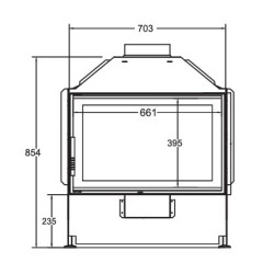 Flat 50 A.Caminetti Open Side Wood Fireplace