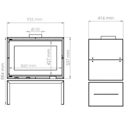 Double-sided wood-burning stove A.Caminetti Tunnel 90