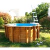 Piscine Bois Sunwater 410 All in One Ubbink Liner bleu