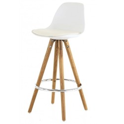 Lot de 4 Chaises Plan de Travail Blanche Piétement Chêne KosyForm