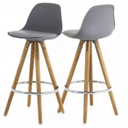 Lot de 2 Chaises Plan de Travail Grise Piétement Chêne KosyForm