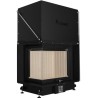 Quattro 80L wood-burning fireplace insert with angled A.Caminetti.