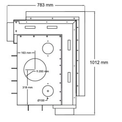 Quattro 80R wood-burning fireplace insert with angled A.Caminetti.