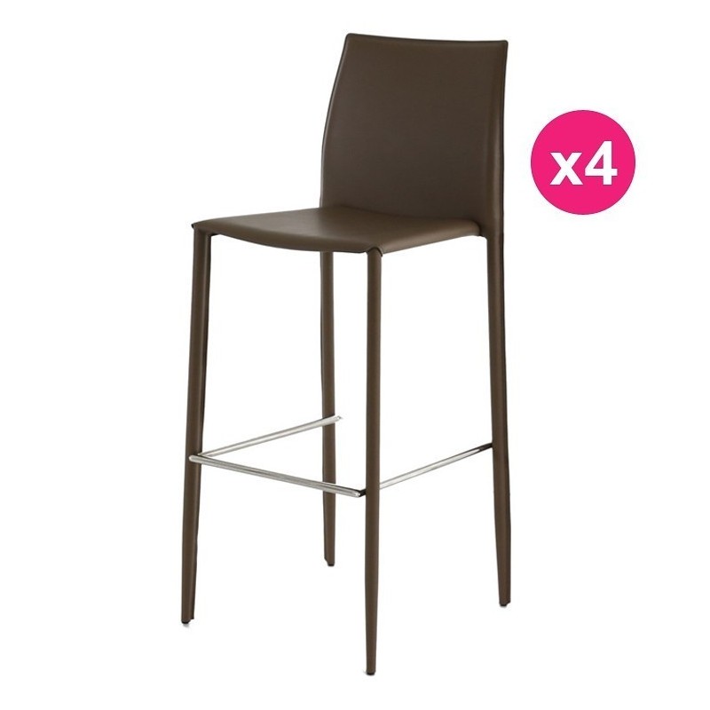 Lot de 4 Chaises de Bar Simili-Cuir Sable KosyForm
