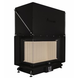 Inserto de chimenea de leña Quattro 90L con cristal elevable en ángulo A.Caminetti.