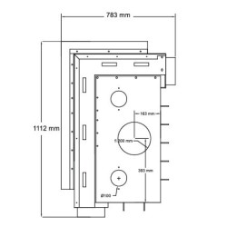 Inserto de chimenea de leña Quattro 90L con cristal elevable en ángulo A.Caminetti.