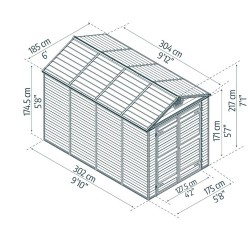 Skylight garden shed 1.8x3m KosyGarden polycarbonate Amber brown