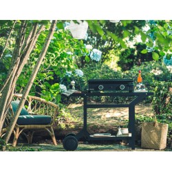 Mesa enrollable de acero negro y gris claro para planchas Forge Adour