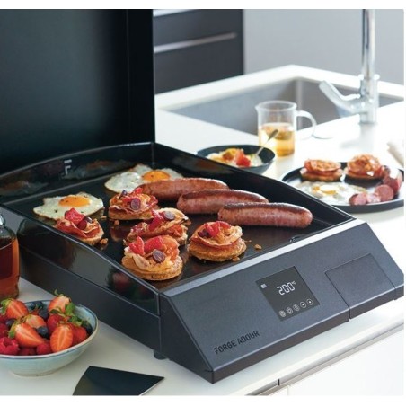 Plancha Électrique Forge Adour Cooking Acier Noir et Couvercle