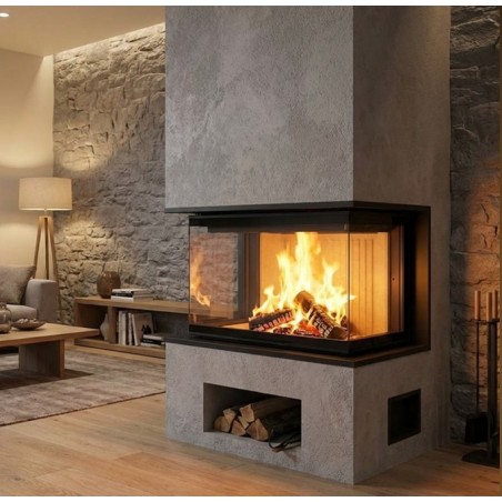 Lareira a Lenha Premium Crystal 70 A.Caminetti 3 Lados de Vidro