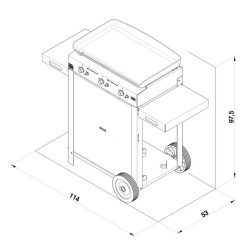 Eno Combo Initial 65 Gás Carrinho e Plancha 3 Queimadores de Aço Inoxidável