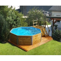 Piscina Octogonal de madera 397 H116cm Sala de Cádiz Weka y escalera