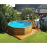 Piscine Bois octogonale 397 H116cm Cadix Weka Local et escalier