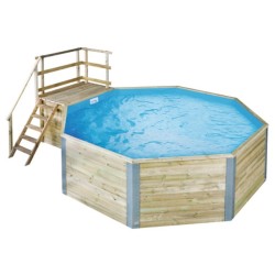 Achteckiges Holzbecken 500 H116 cm Canaria Weka mit Technikraum und Treppe