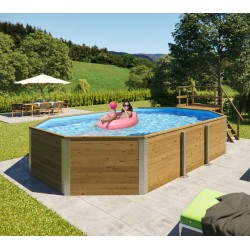 Piscina Octogonal de Madeira Milos Weka 714 x 376 H116cm com Sala Técnica e Escada