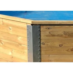Piscina rectangular de madera de 490 x 315 H116cm Fira Weka con sala técnica y escalera