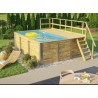 Piscina rectangular de madera de 490 x 315 H116cm Fira Weka con sala técnica y escalera