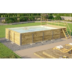 Rectangle Wooden Pool 650 x 490 H116cm Naxos Weka with Terrace and Sand Liner