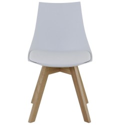 Lot de 4 Chaises Blanches et Piétement Chêne KosyForm