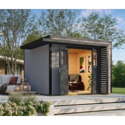 Galpão de Jardim de Madeira Amberley 4 L.300xH.233xP.300cm Anthracite e Weka Grey
