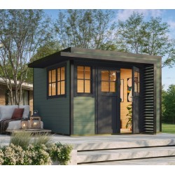 Gazebo de madeira Amberley 5 L.300xH.233xP.300cm Anthracite e Weka Cinza Verde