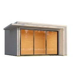Galpão de Jardim de Madeira Amberley 9 L.400xH.233xP.400cm Branco Cinza Weka