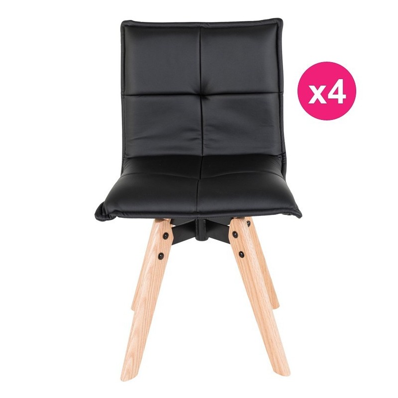 Lot de 4 Chaises Similicuir Noir KosyForm Lot de 4 Chaises Similicuir Noir KosyForm