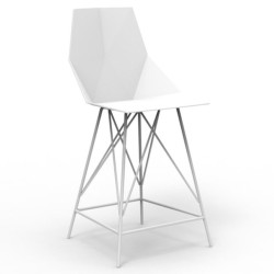 Lot de 2 Tabourets Haut Faz Vondom Blanc et Métal avec Accoudoirs