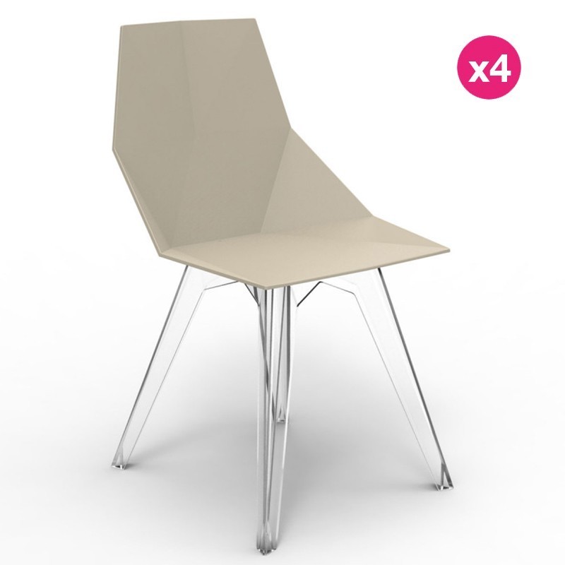 Lot de 4 Chaises FAZ Vondom Ecru Lot de 4 Chaises FAZ Vondom Ecru