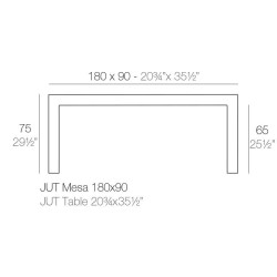 Jut Vondom rettangolare Mesa 180 tavolo nero