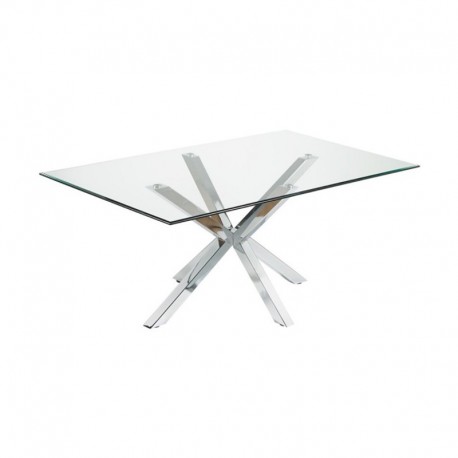 Dining Table Glass and Chrome Rectangular 180 Doli KosyForm