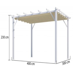 Pergola Aluminium Habrita Anthracite 12m2 avec toile d'ombrage 140gr