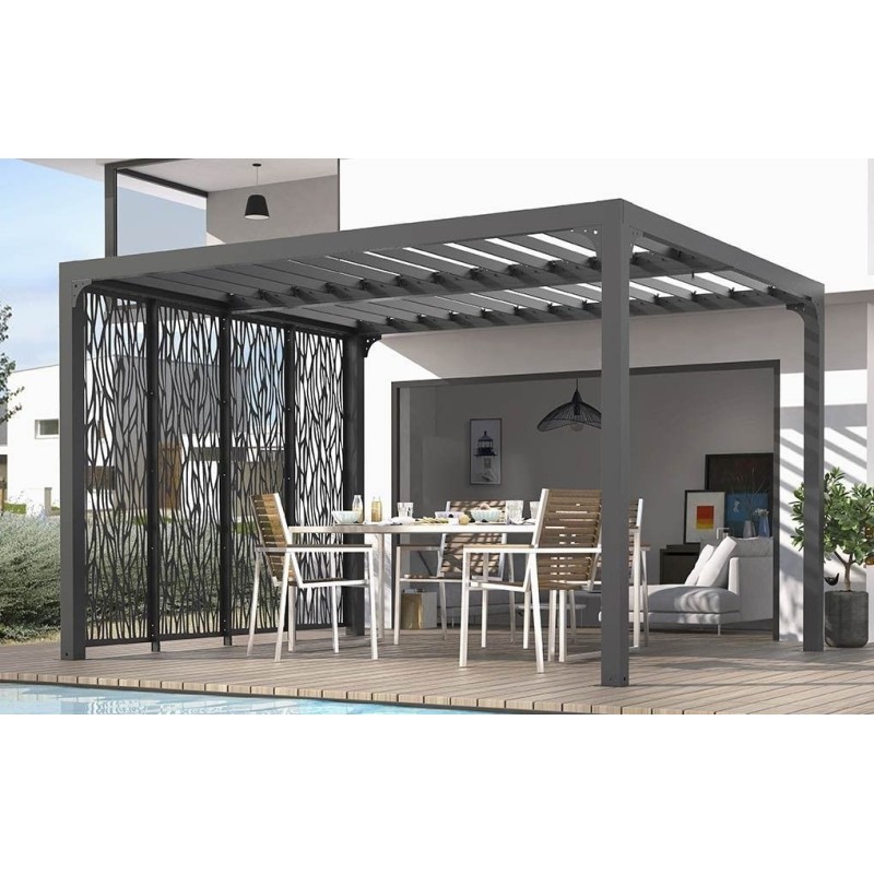 Pergola Bioklima Lames Orientables 11m2 und Windschutzscheibe Fassade 3.6m Pergola Bioklima Lames Orientables 11m2 und Windschutzscheibe Fassade 3.6m