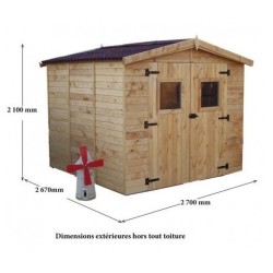 Gartenhütte Habrita Massivwald 6,45 m2 und Dach aus Stahl