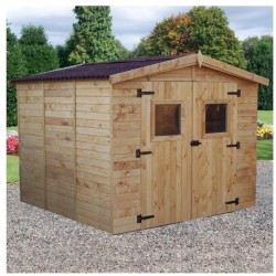 Gartenhütte Habrita Massivwald 6,45 m2 und Dach aus Stahl