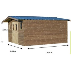 Thermabri Garden Refugio en Madera Maciza de 23,82 m2 con Techo de Acero Habrita