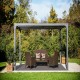 Pergola Bioclimatique aluminium anthracite 10,80 m2 et Toit avec lames ovales Habrita