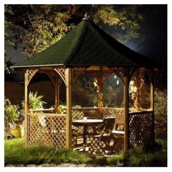 Pavilhão octogonal Habrita em diâmetro de madeira maciça de 3,46m com telhas