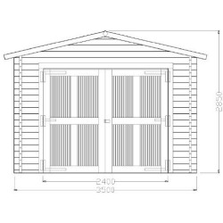 Thermabri Garden Shelter in Solid Wood of 23.82 m2 with Habrita Steel Roof