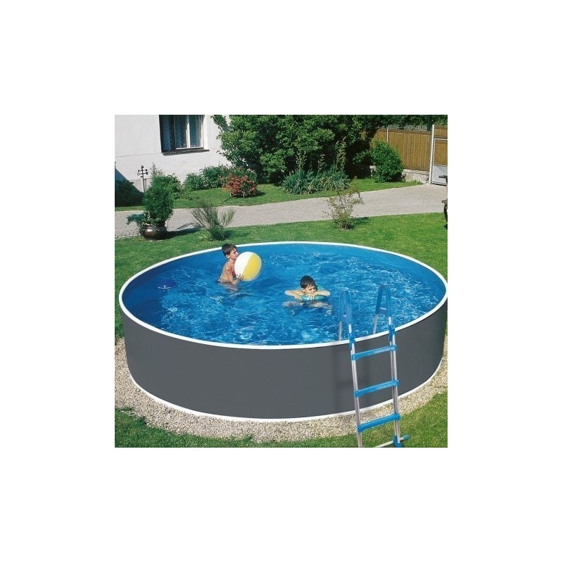 Piscine Azuro Ronde Graphite-blanche 460x120 avec filtre à sable