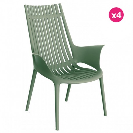 Lot de 4 Fauteuils Vondom Ibiza Lounge Vert Pickle