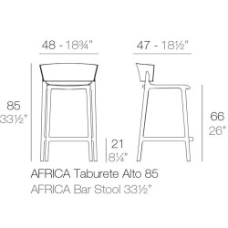 Lot de 4 tabourets plan de travail Vondom Africa hauteur d'assise 65 cm Vondom blanc